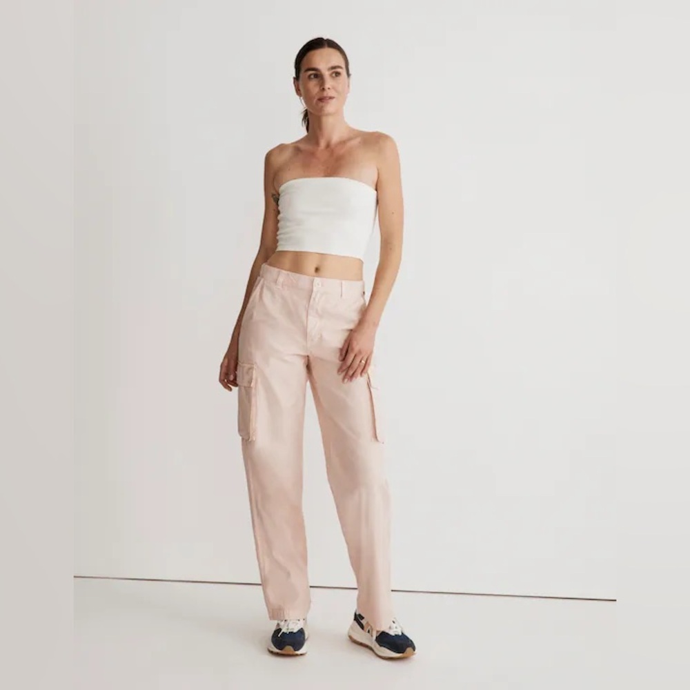 NWT Madewell Garment-Dyed Low-Slung Straight Cargo Pants • Pink Petal